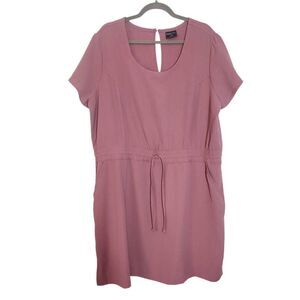 32 Degrees Casual Pink Mini Dress Size XXL Plus Size Pink Dress with Drawstring